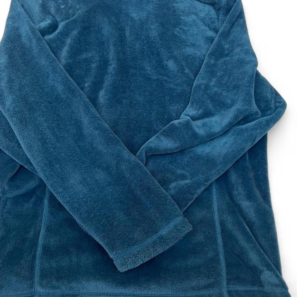 Lands End Womens Quarter Zip Fleece Pullover Teal Blue Mock Neck Size L 14-16 - Picture 6 of 7
